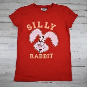Silly Rabbit Trix Cereal T-Shirt Junior's Slim Fit Large Red Cotton Y2K Novelty